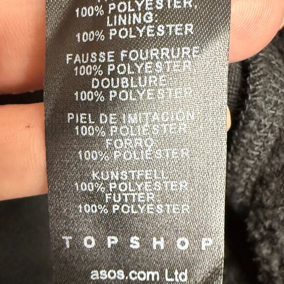 NWT Women's TOPSHOP Borg Quarter Zip Black Fleece Pullover Hoodie | Size S - Picture 7 of 8